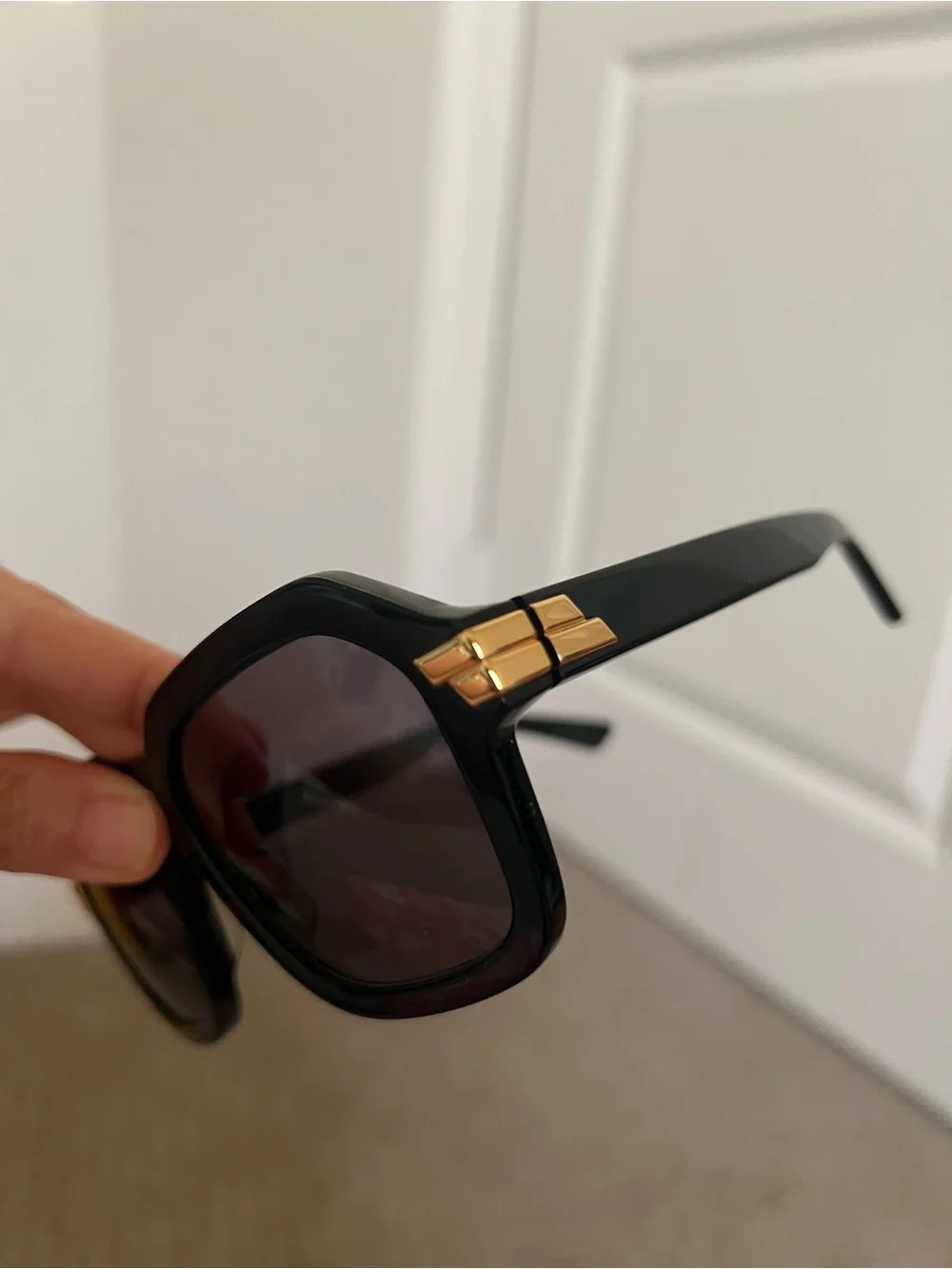Bottega Veneta Black Sunglasses with Gold Accents